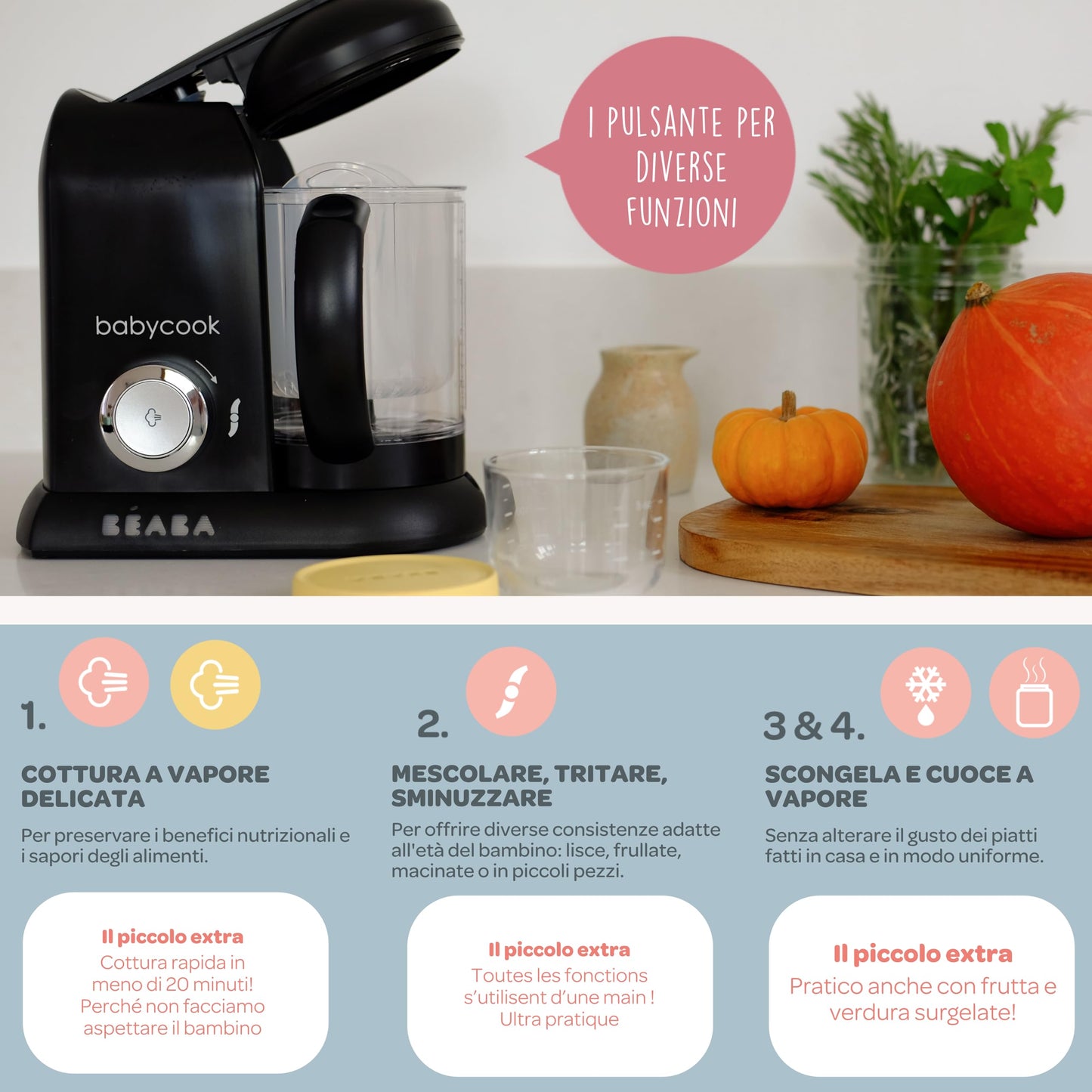 Béaba Babycook Solo 4-ühes blender-auruti – 1100 ml, must