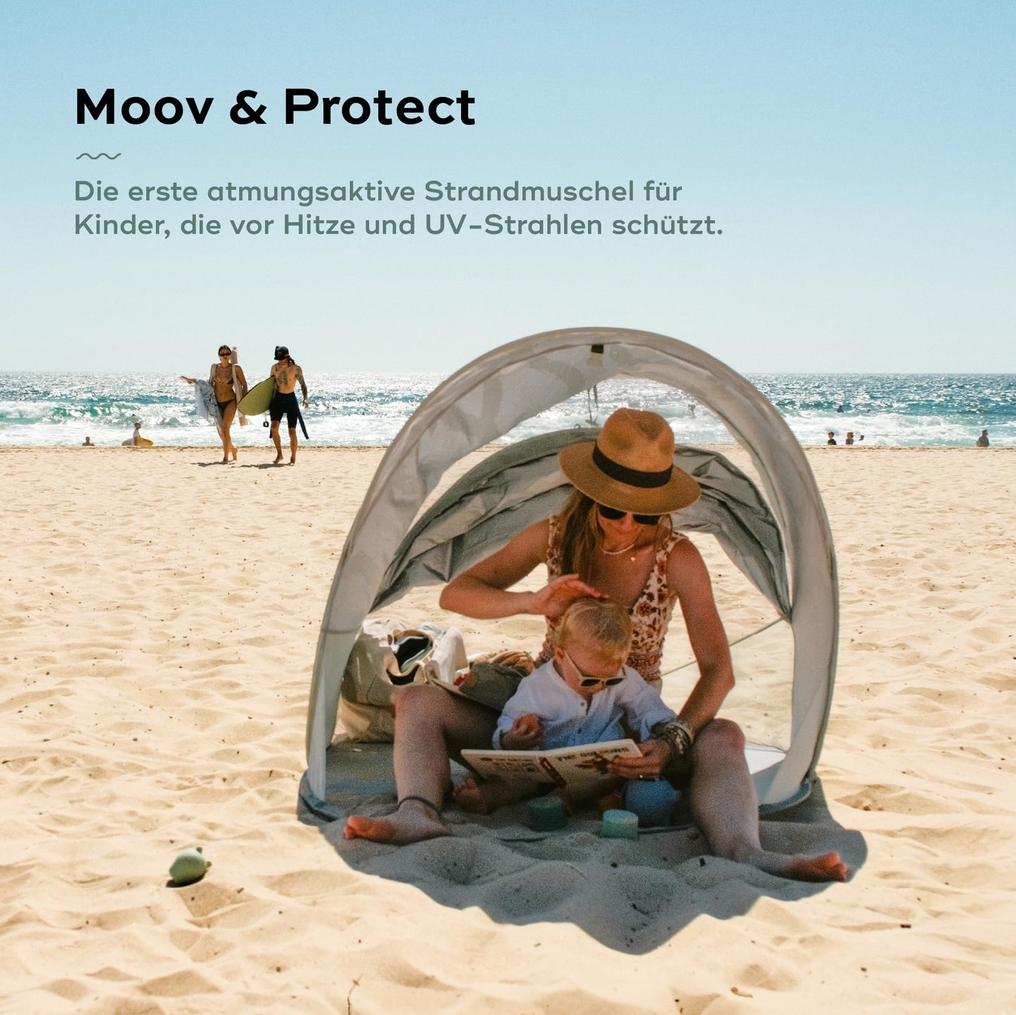 Babymoov rannatelk Moov & Protect UV 50+ pop-up, roheline, 91 x 150 x 109 cm