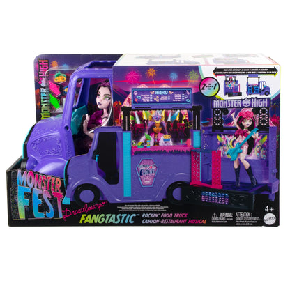 Monster High Draculaura nukk ja mängukomplekt – Fangtastic Rockin’ Food Truck lavaga