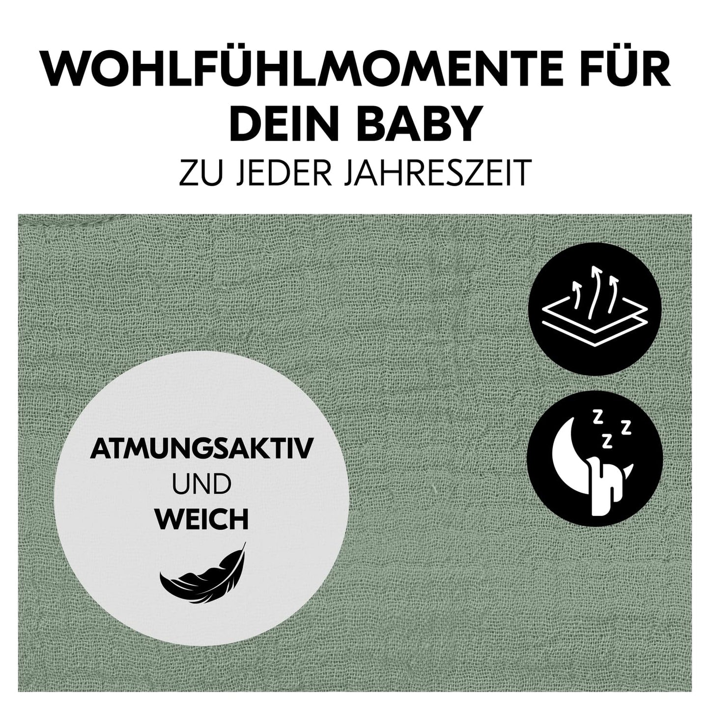 Hauck beebi lamamistooli kaitsekate Alpha Bouncer seeriale, musliinpuuvill, Sage Green