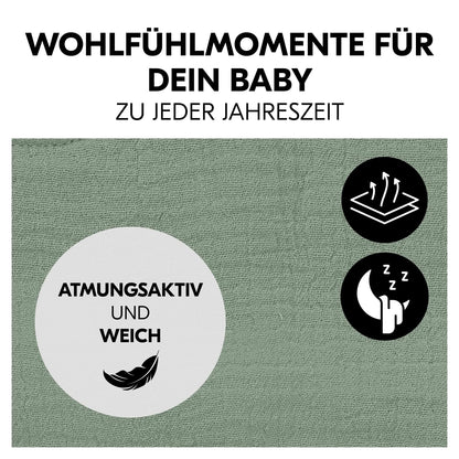 Hauck beebi lamamistooli kaitsekate Alpha Bouncer seeriale, musliinpuuvill, Sage Green