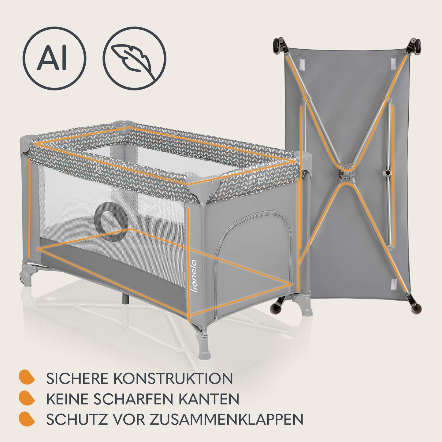 Lionelo Stefi reisivoodi beebile, hall, LockGuard, kuni 15 kg