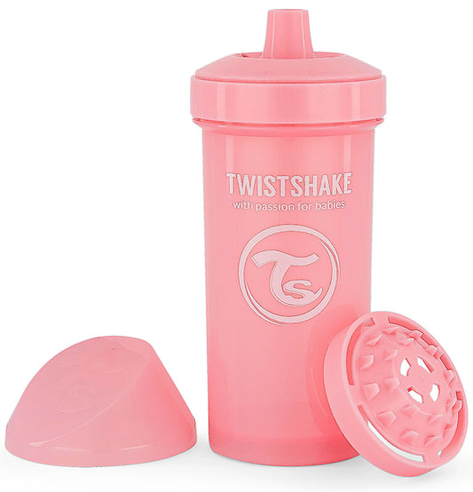 Twistshake Kid Cup lekkekindel joogipudel puuviljasegajaga 360 ml – roosa