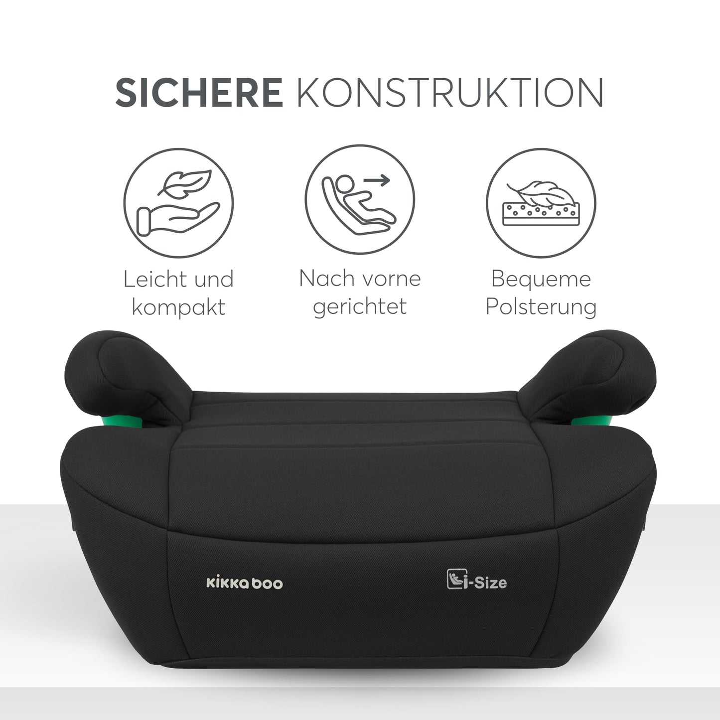 KikkaBoo i-POP i-Size turvatooli istmekõrgendus ISOFIX-iga 125–150 cm (22–36 kg), must