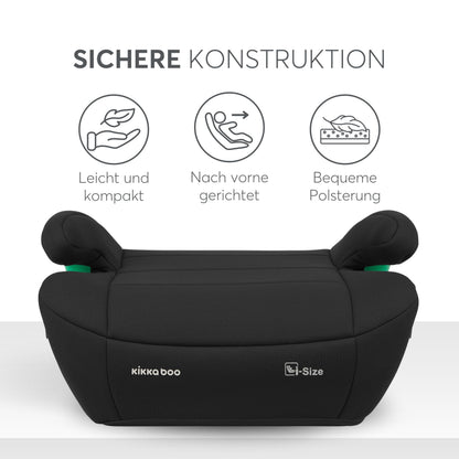 KikkaBoo i-POP i-Size turvatooli istmekõrgendus ISOFIX-iga 125–150 cm (22–36 kg), must