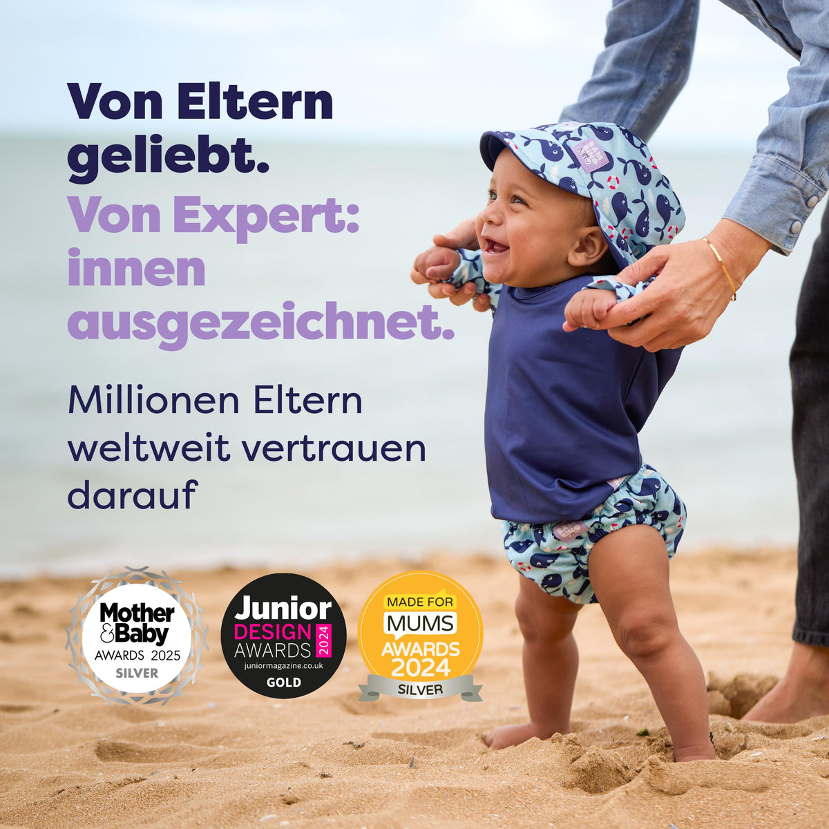 Bambino Mio uudelleenkäytettävä uimavaippa Walfisch, S, enintään 6 kuukautta