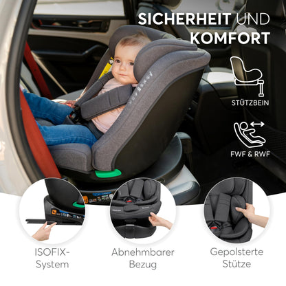 KikkaBoo i-SECURE 360° pöörlev i-Size turvatool 40–150 cm, must