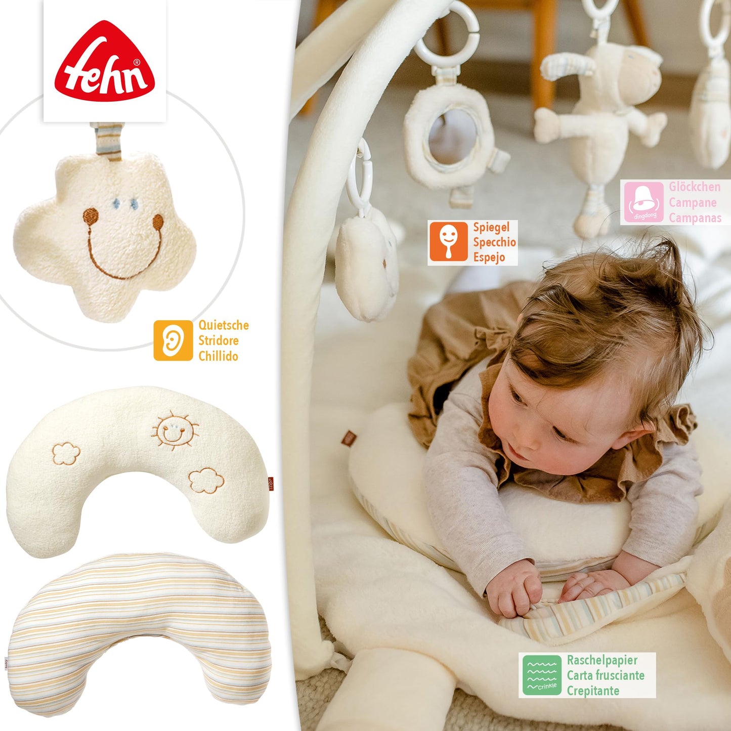 Fehn BabyLOVE 3D mängumatt ja mängukaar lambaga, 90 × 75 cm