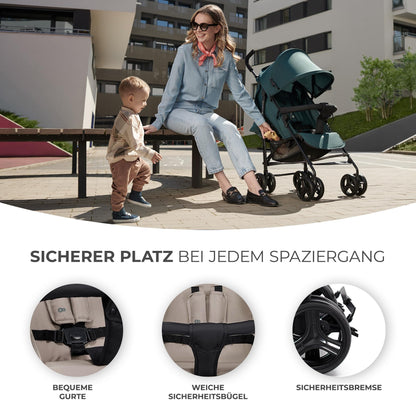 Kinderkraft TIK kergkäru, beež, 6,5 kg, kuni 17 kg, kokkupandav, pöörlevate esiratastega
