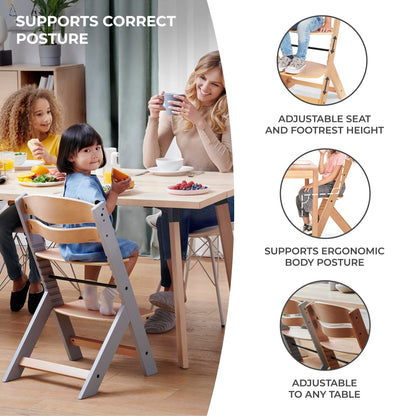 Kinderkraft ENOCK 3-in-1 puidust söögitool, puit