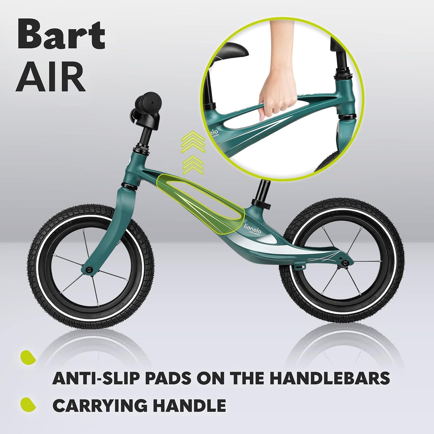 Lionelo Bart Air 12″ tasakaaluratas lastele – Green Forest