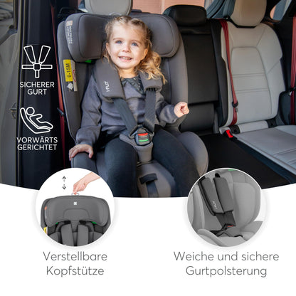 KikkaBoo i-Size i-FLIT turvatool 76–150 cm, ISOFIX, grupp 1/2/3, must
