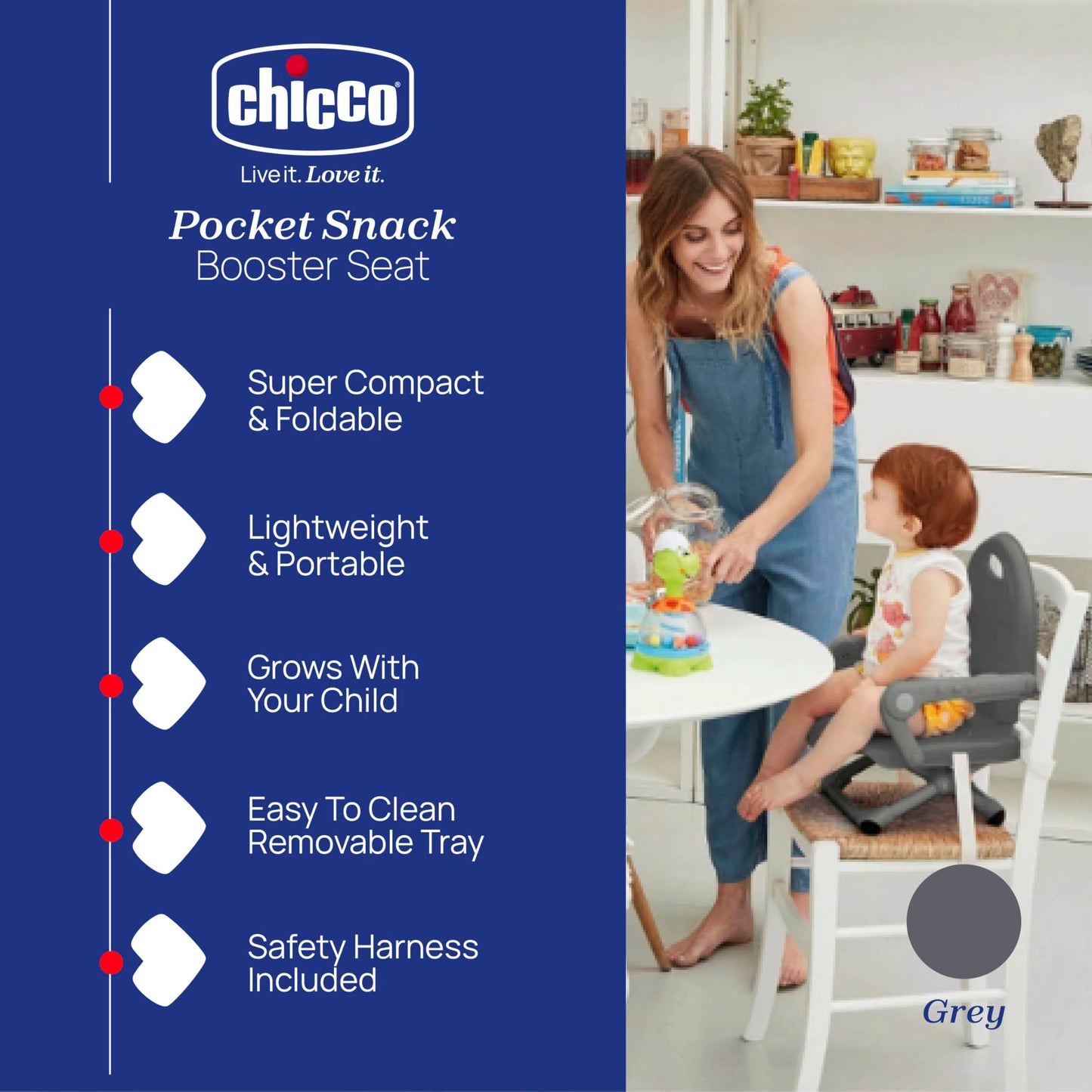 Chicco Pocket Snack tool, 6–36 kuud, tumehall