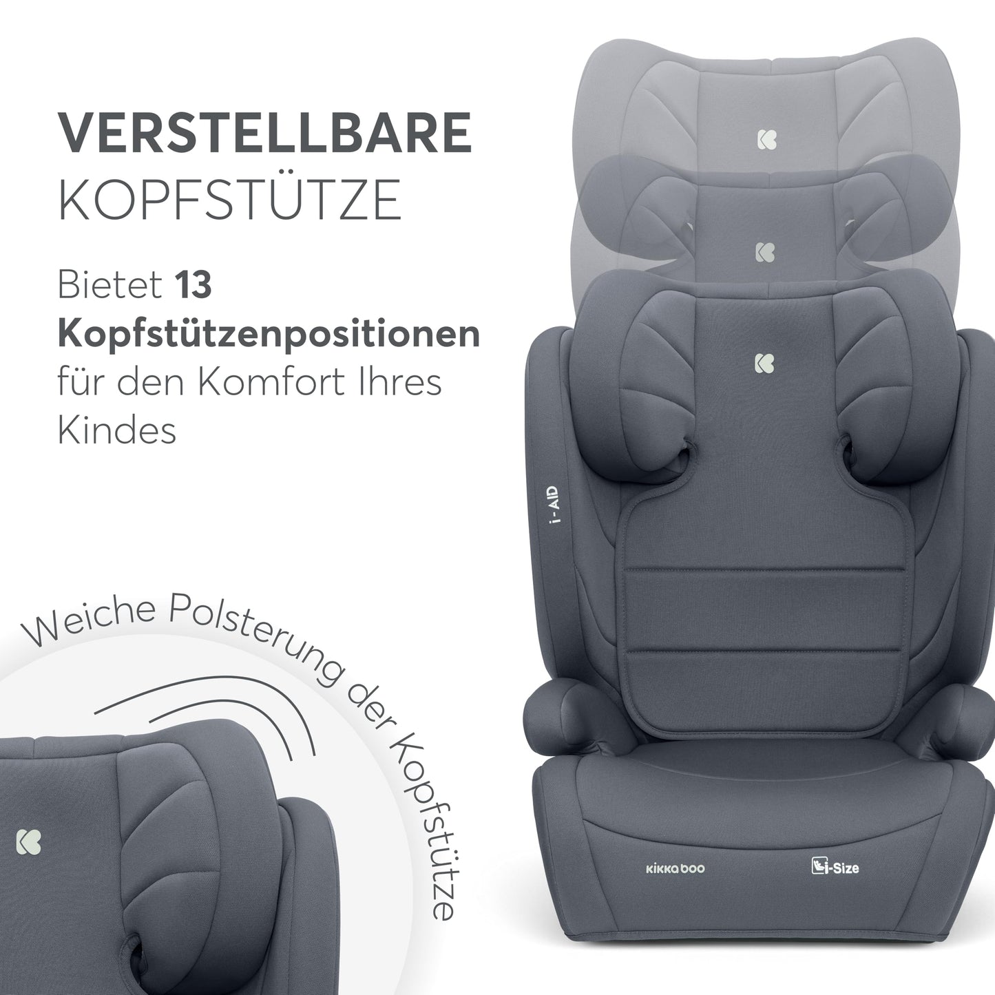 KikkaBoo i-AID i-Size turvatool 100–150 cm (15–36 kg), hall