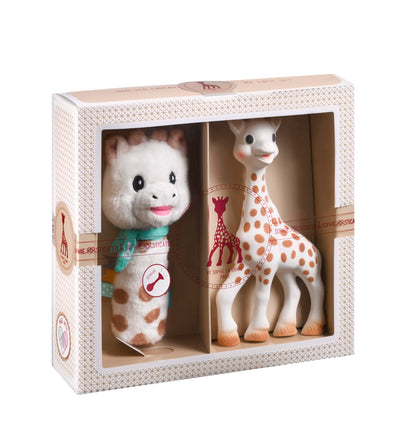 Sophie la girafe Sophiesticated kinkekomplekt: närimislelu ja pehme kõrin