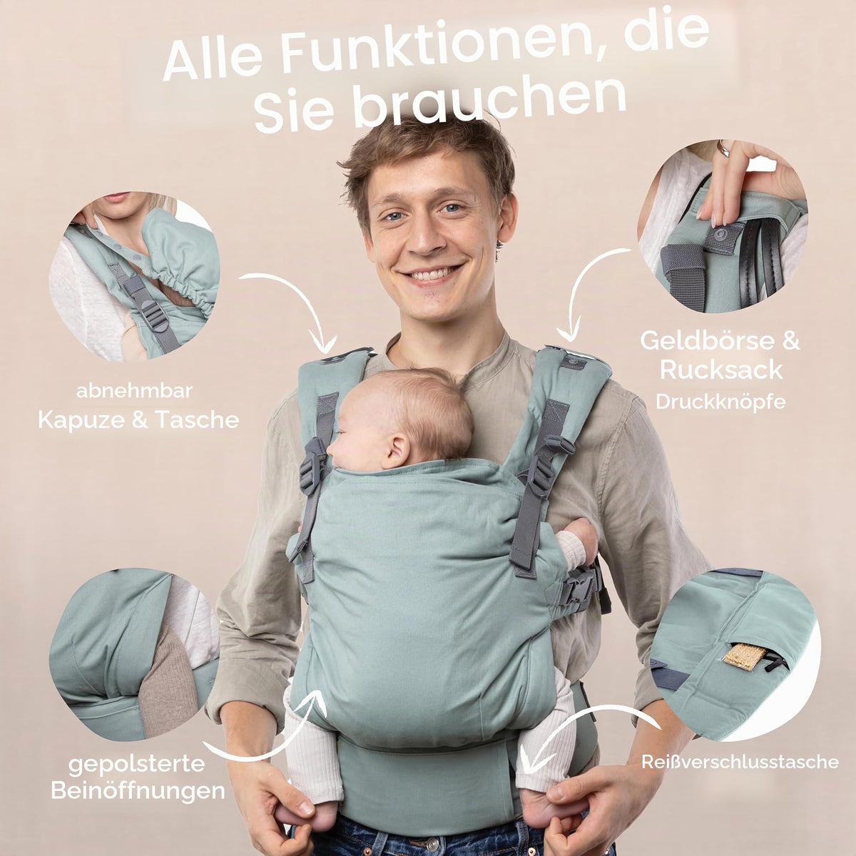 Boba X -kantoreppu vastasyntyneestä taaperoon, 3,2–20,4 kg, sininen (Sea Mist)