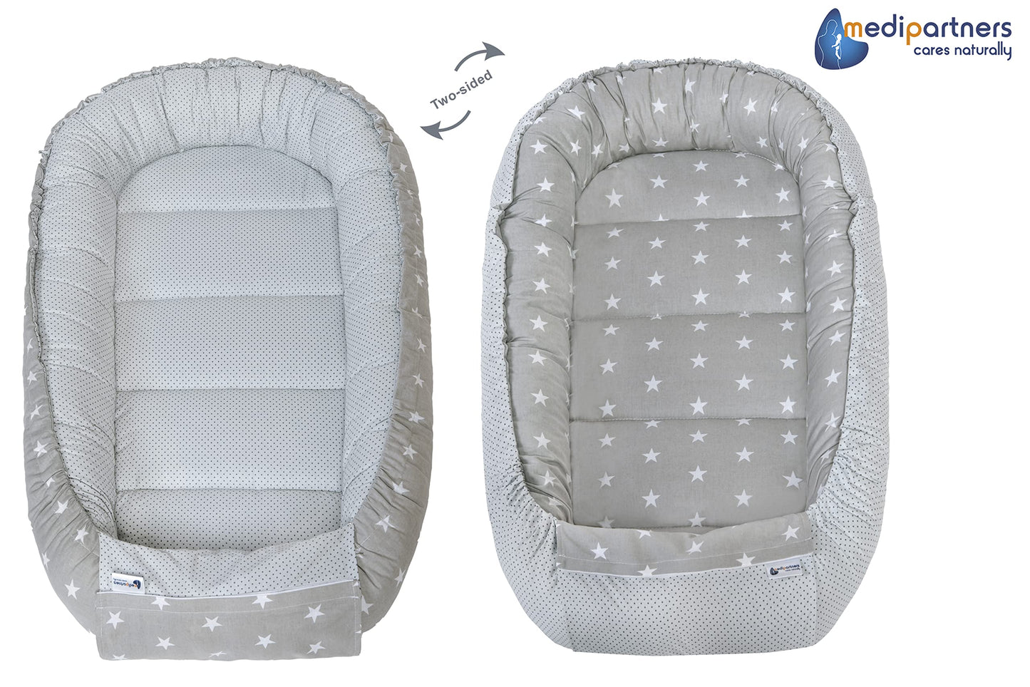 Medi Partners beebipesa komplekt 5-osaline, 100 × 60 cm, puuvillane (hall/roosa)