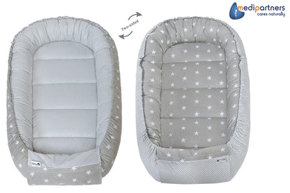 Medi Partners beebipesa komplekt 5-osaline, 100 × 60 cm, puuvillane (hall/roosa)