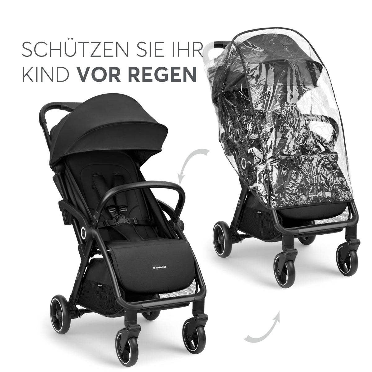 Kikka Boo CIELA kevyet matkarattaat, taittuu kokoon automaattisesti, 7,1 kg, musta, enintään 22 kg