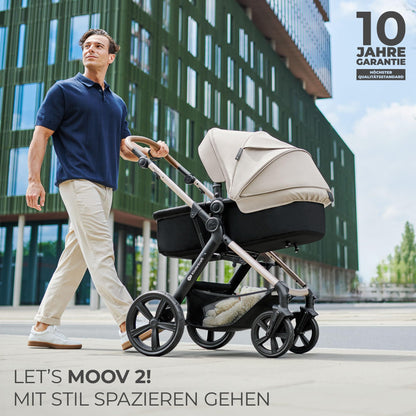 Kinderkraft MOOV2 AIR 3-ühes lapsevanker must, MINK PRO I-SIZE turvatooliga, kuni 27 kg