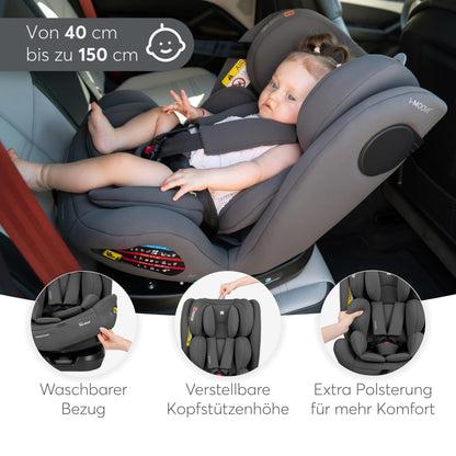 Kikka Boo turvatool i-MOOVE 2, i-SIZE, 40-150 cm, ISOFIX, 360° pöörduv, tumehall