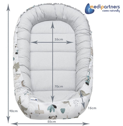 Medi Partners beebipesa komplekt 5-osaline 100 × 60 cm, Mint Zoo beež