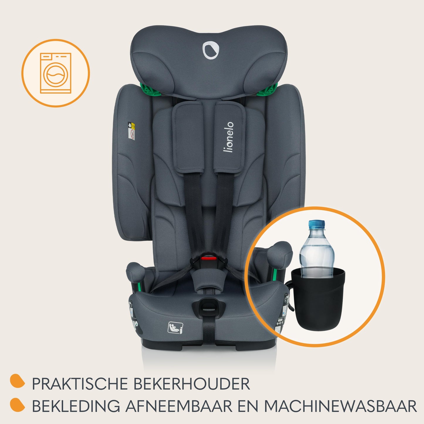 Lionelo Nelly i-Size ISOFIX turvatool 76–150 cm, kokkupandav, grafiithall