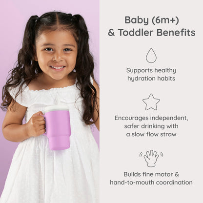 INFANTINO My 1st Tumbler minimuki 255 ml, syreeninlila, nokalla