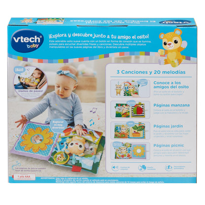 VTech Baby sensoorne riidest raamat „Üllatuste mets“, interaktiivne, 3+ kuud (hispaaniakeelne)