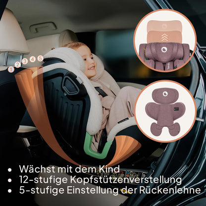 Lionelo HARMONY I-SIZE turvatool 360° pöörlev, roosa, 40-150 cm
