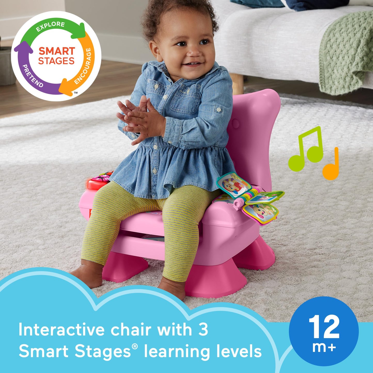 Fisher-Price Laugh & Learn Smart Stages õppetool (EN/DE/FR), 6–36 k, roosa