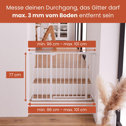 hauck Clear Step Autoclose 2 turvavärav 21 cm pikendusega, valge, 96-101 cm, 77 cm, ilma puurimiseta