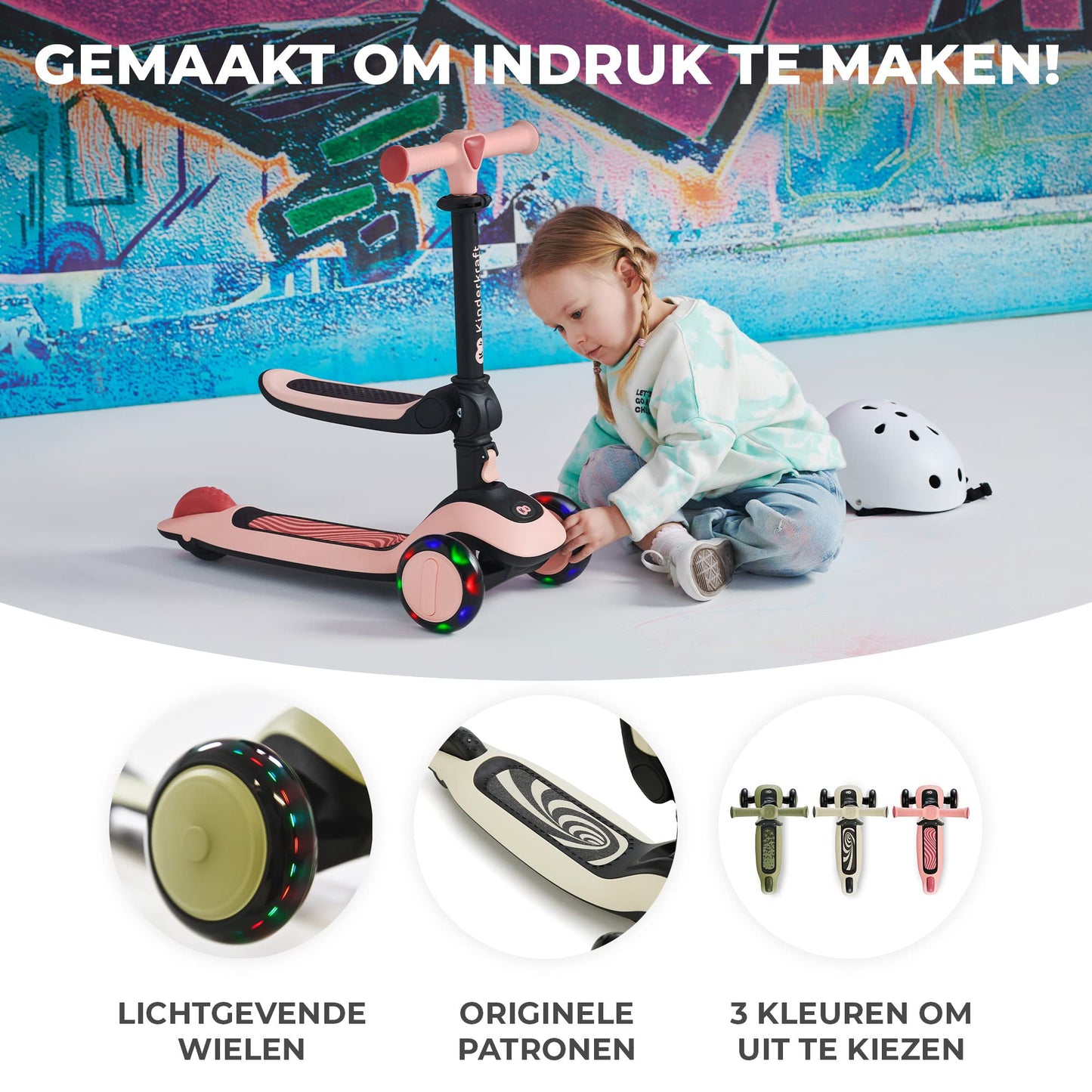Kinderkraft HALLEY 2-in-1 tasakaaluratas ja tõukeratas lastele – stone white