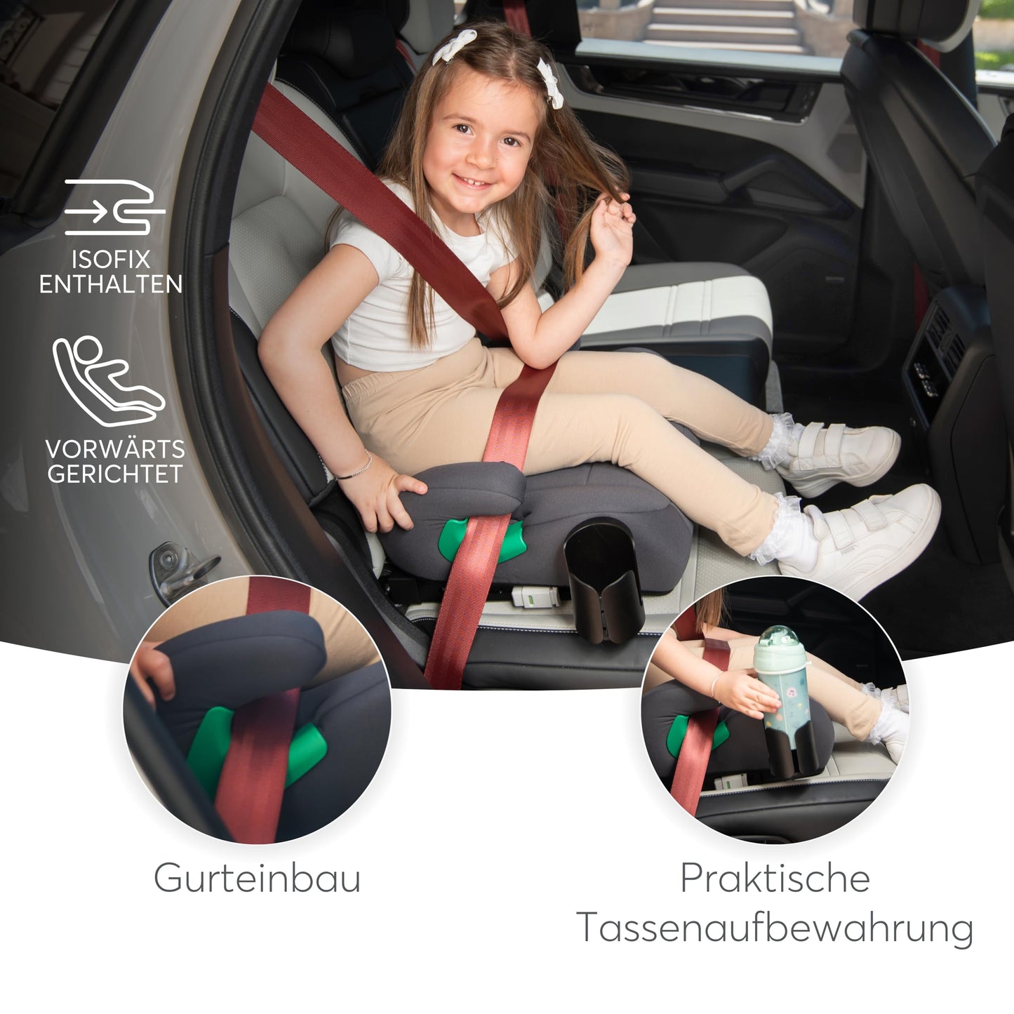 Kikka Boo i-Pop booster iste ISOFIX, i-Size, hall, 22-36 kg, 7-12 a