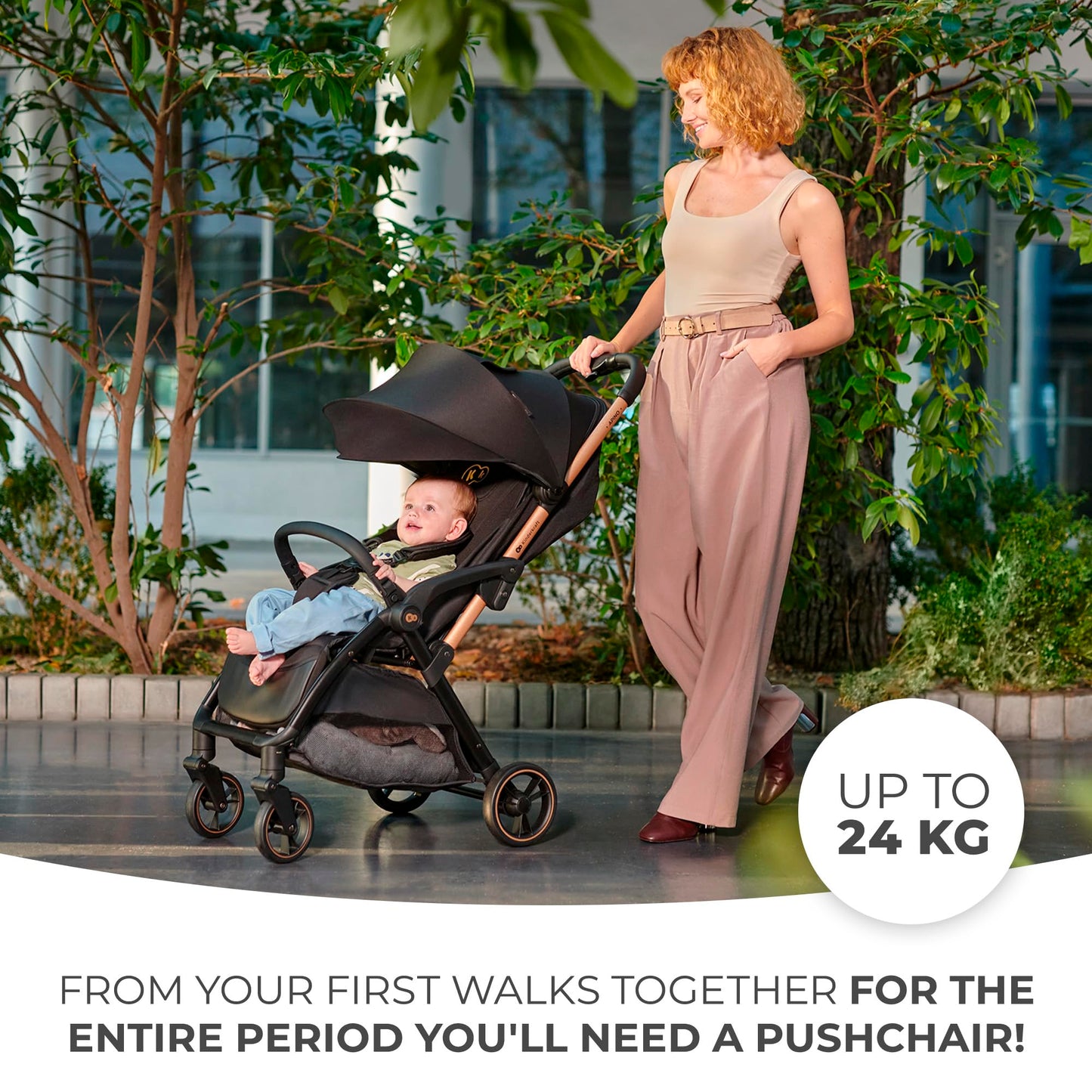 Kinderkraft APINO kerge jalutuskäru kuni 24 kg, auto-fold süsteemiga, hall