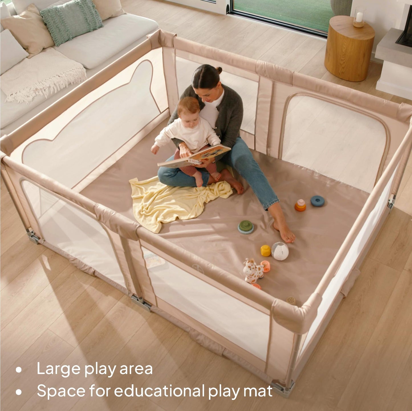 Lionelo Florence Easy Fold XL beebiaedik 150 × 180 cm, kokkupandav ja kerge, beež