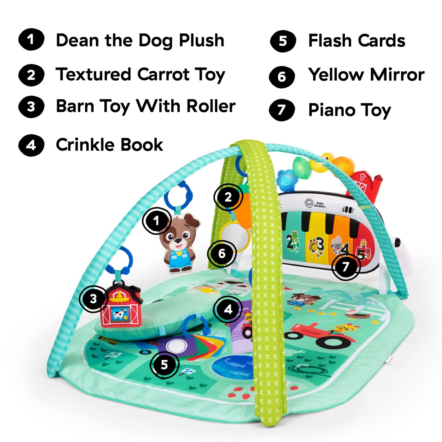 Baby Einstein Kickin Tunes Farm Explorers 4-ühes mängumatt klaveriga, roheline