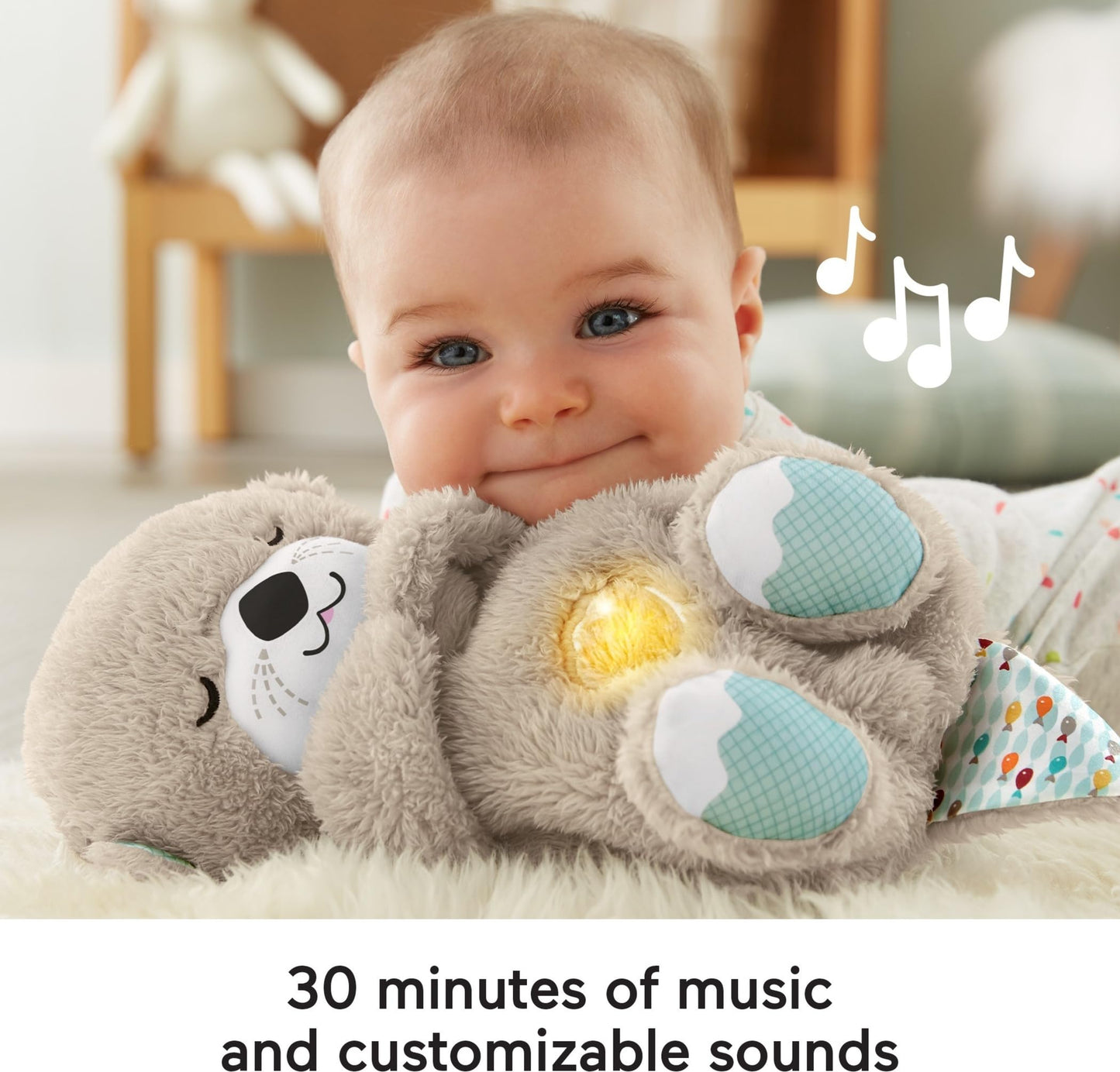 Fisher-Price kaisukas ja helimasin Soothe 'n Snuggle Otter, valguse ja hingamisliigutustega, saarmas