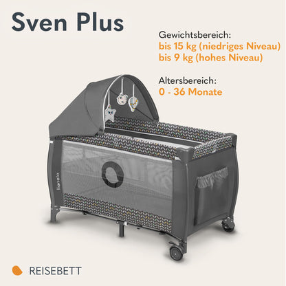 Lionelo Sven Plus 4-in-1 vauvansänky Grey Scandi, enintään 15 kg