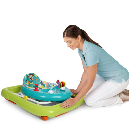Bright Starts Giggling Safari beebikäimisraam – 6+ kuud, reguleeritav kõrgus ja kokkupandav raam