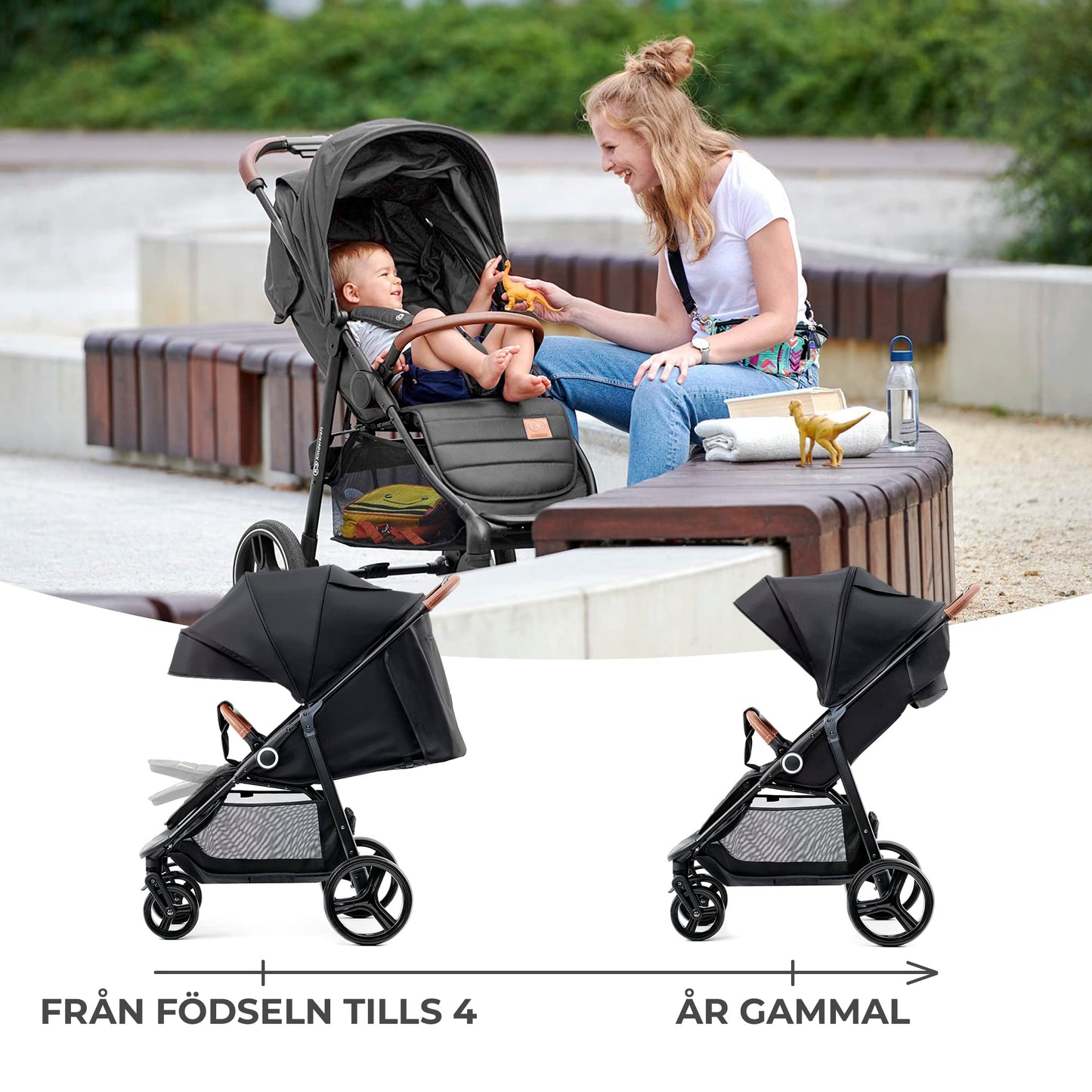 Kinderkraft Grande Plus jalutuskäru sünnist kuni 22 kg, must