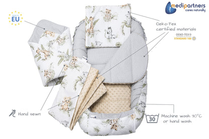 Medi Partners beebipesa komplekt 5-osaline 100 × 60 cm, Safari beež