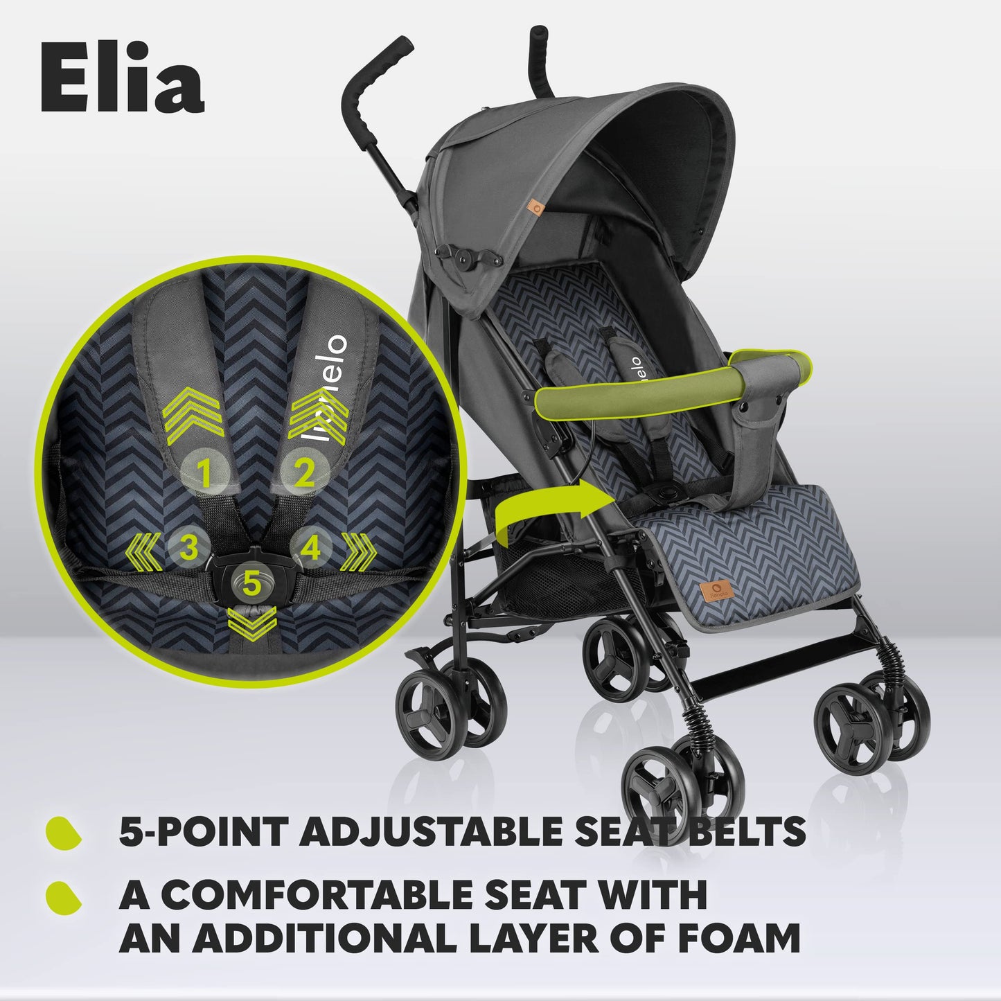 Lionelo Elia kokkupandav jalutuskäru, kuni 15 kg, Graphite