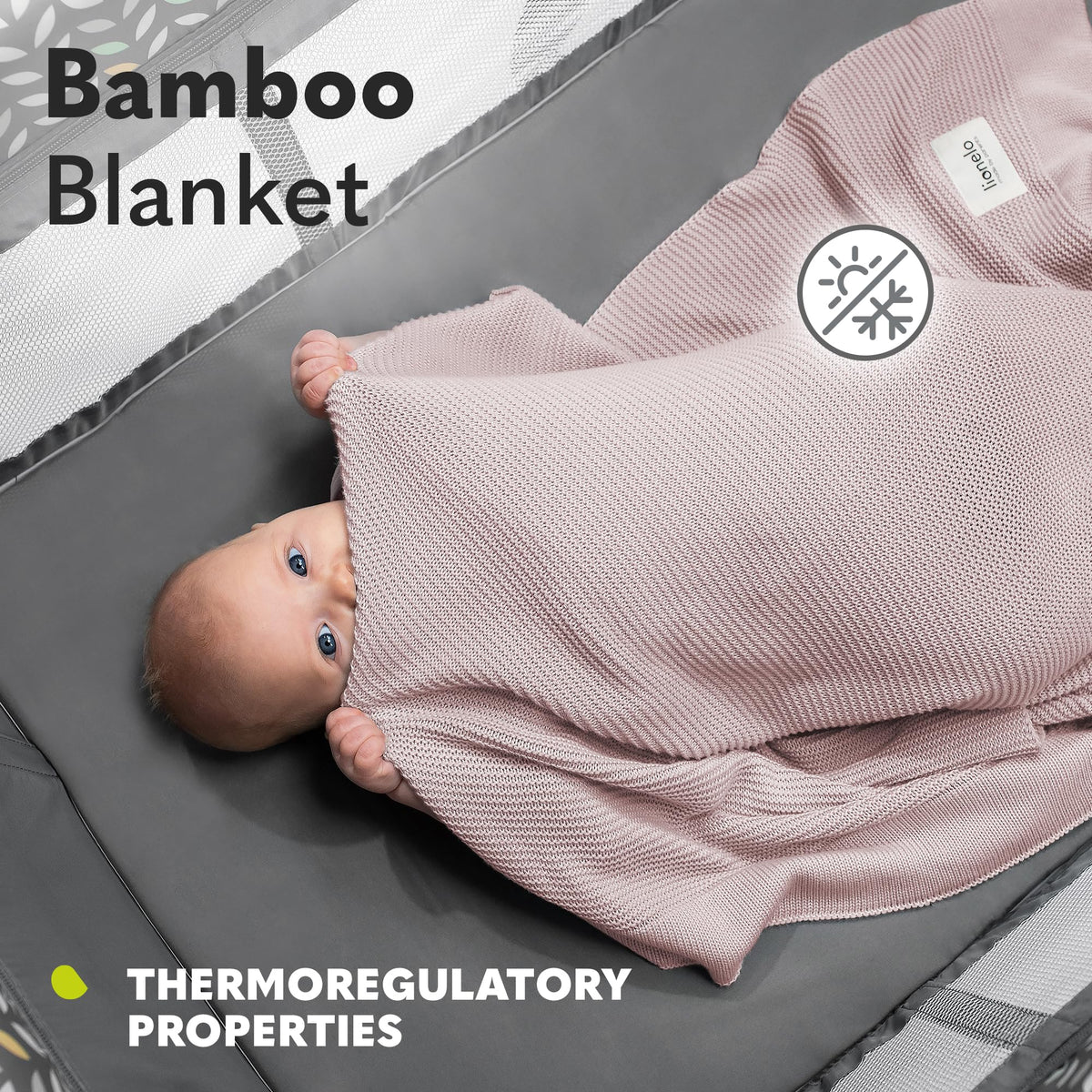 lionelo musliintekk Bamboo Baby Blanket 100 x 75 cm, münt