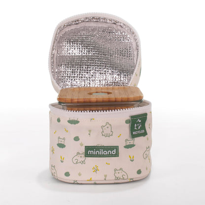 Miniland Go Ecosquare Frog komplekt: 2 klaasist toidukarpi + termokott, 210 ml