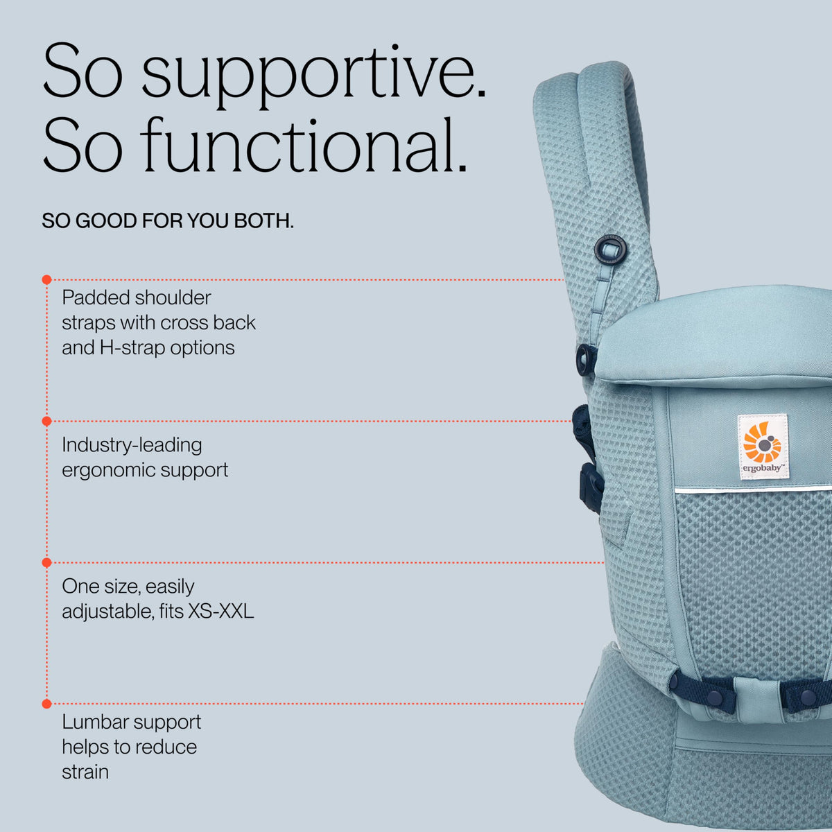 Ergobaby Adapt SoftFlex Mesh beebikandekott, Slate Blue, 0–48 kuud