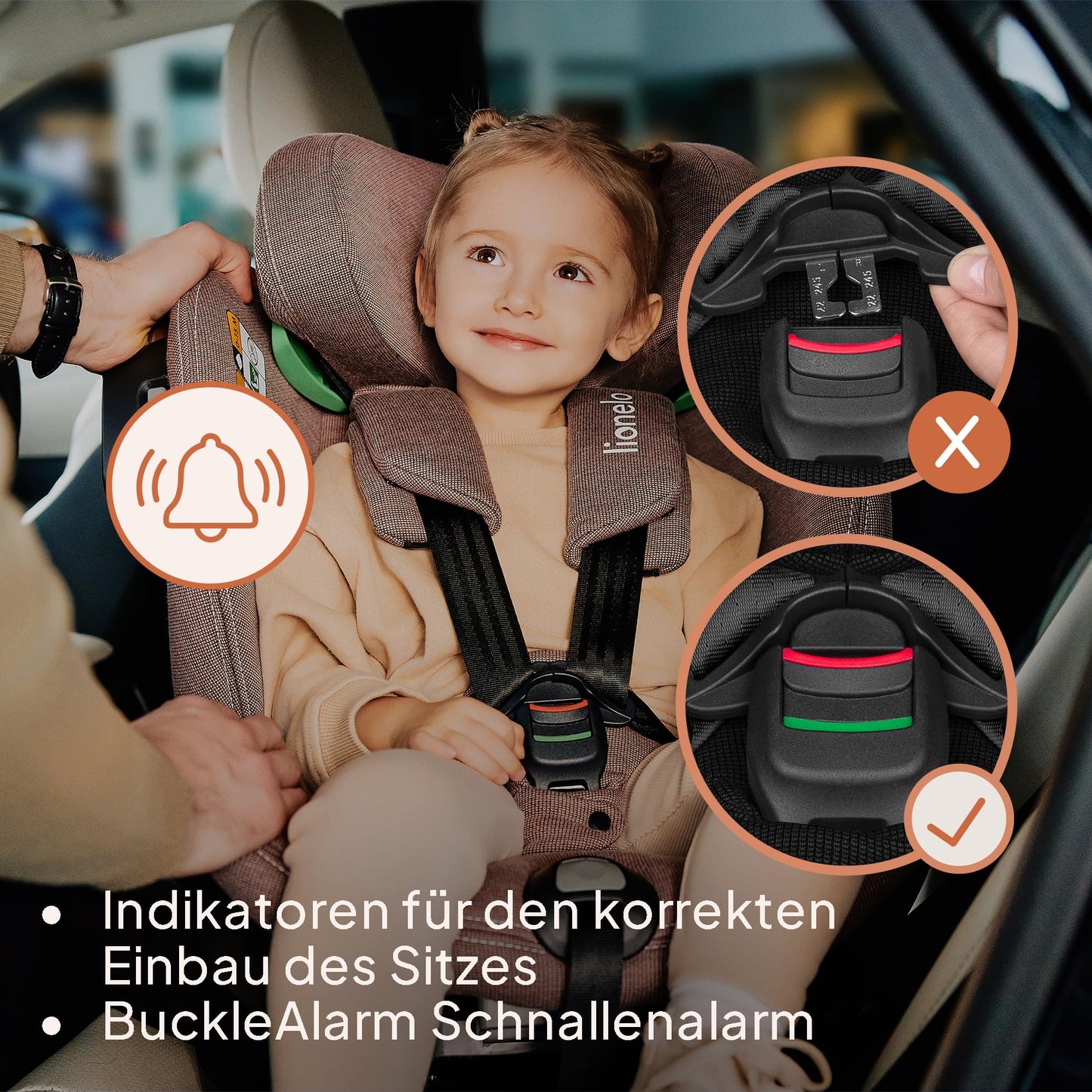 Lionelo HARMONY I-SIZE turvatool 360° pöörlev, roosa, 40-150 cm