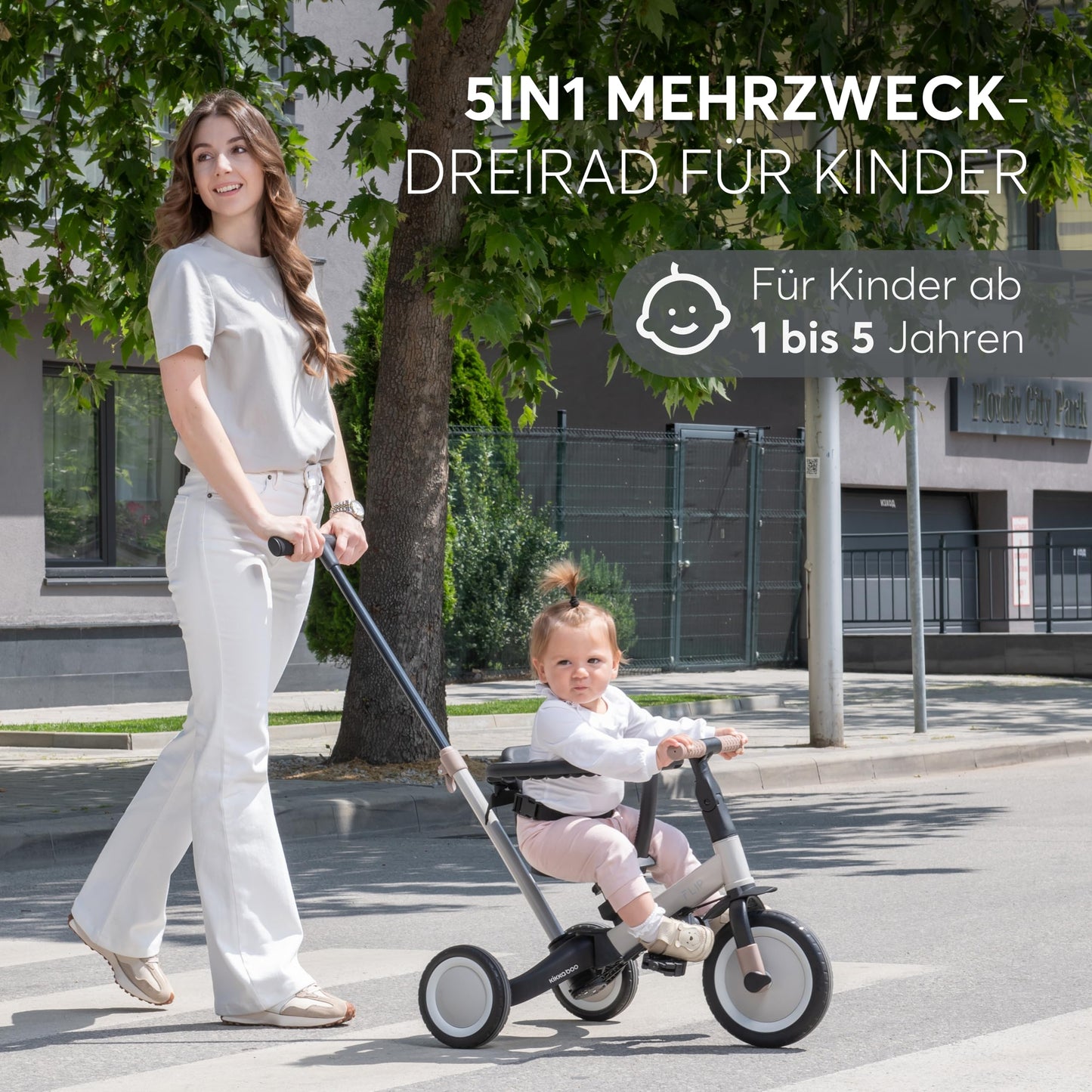 Kikka Boo FLIP 5-ühes jooksuratas ja kolmerattaline jalgratas, beež