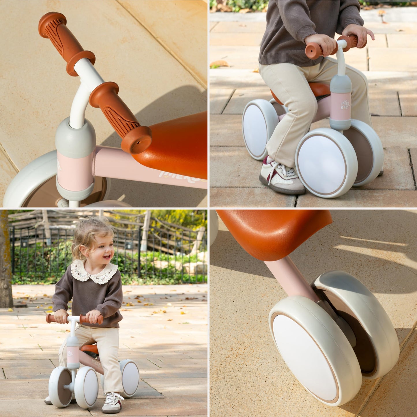 Interbaby jooksuratas beebidele 12-36 kuud, roosa, 4 rattaga