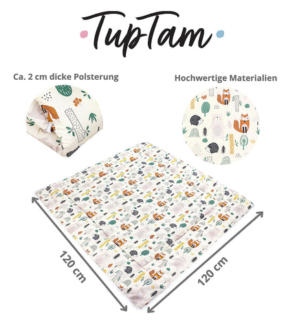 TupTam pehme XXL mängumatt beebile, 120 × 120 cm, mets/beež